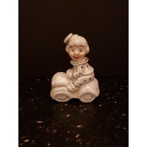 Clown Car Figurine Luster Glaze Vintage Porcelain Ceramic
